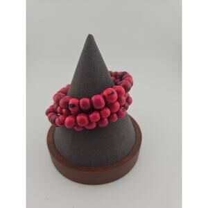 Fushia Pink Stone Style Beaded Wrap Bracelet Stack Earthy Boho Granola Girl